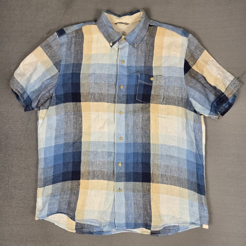 Tommy Bahama Shirt Mens Large Relax Modern Island Fit 100% Linen Short Sleeve